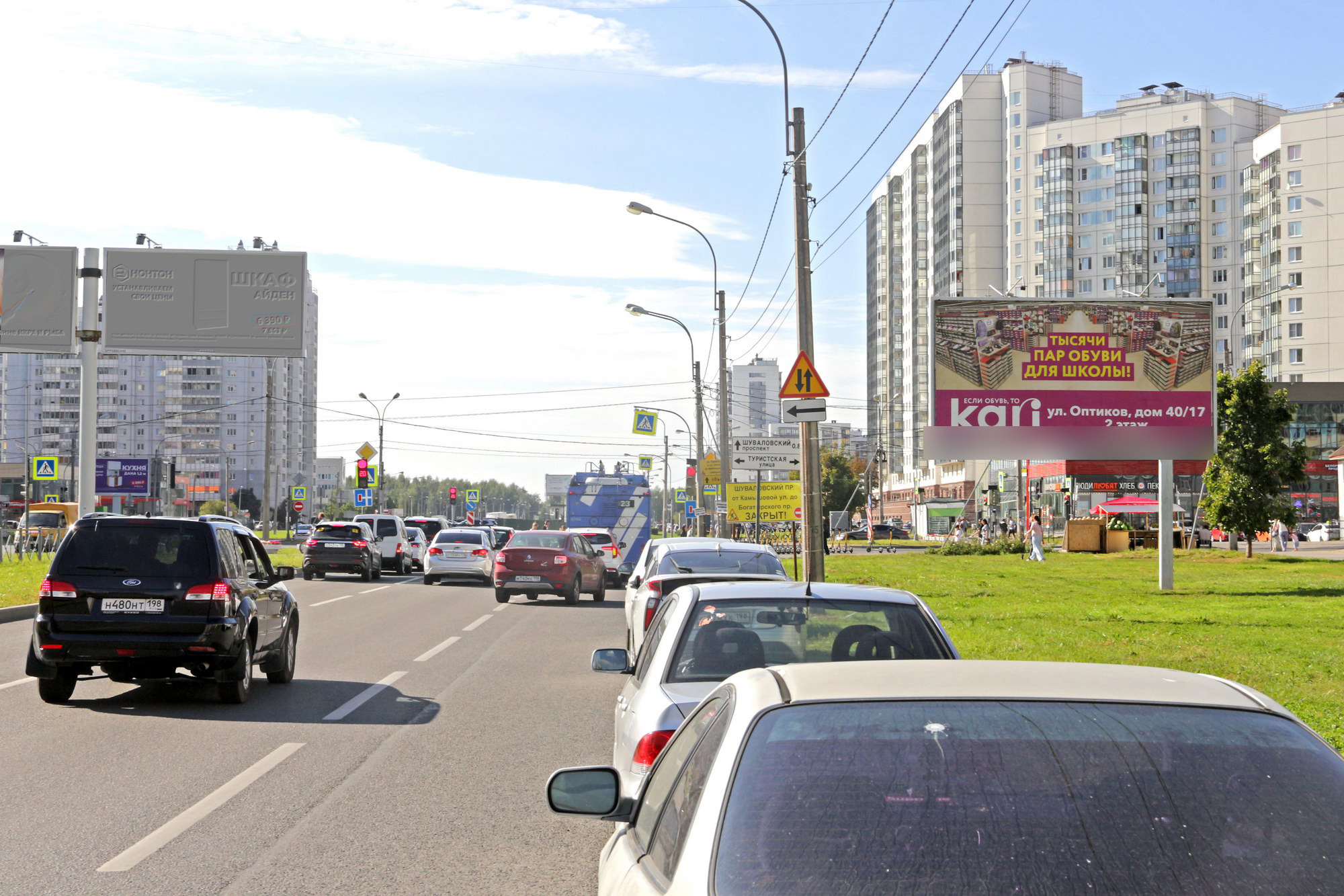 Фотография рекламного носителя, тип: Билборд 3x6, адрес: Оптиков ул., д.40 Х Туристская ул., Санкт-Петербург, Россия. Сторона А №774442