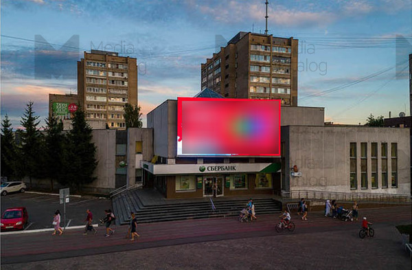 Фотография рекламного носителя, тип: Медиафасад, адрес: Маркса пр-т., д.46, Обнинск, Калужская область, Россия. Сторона А1-А10 №939982