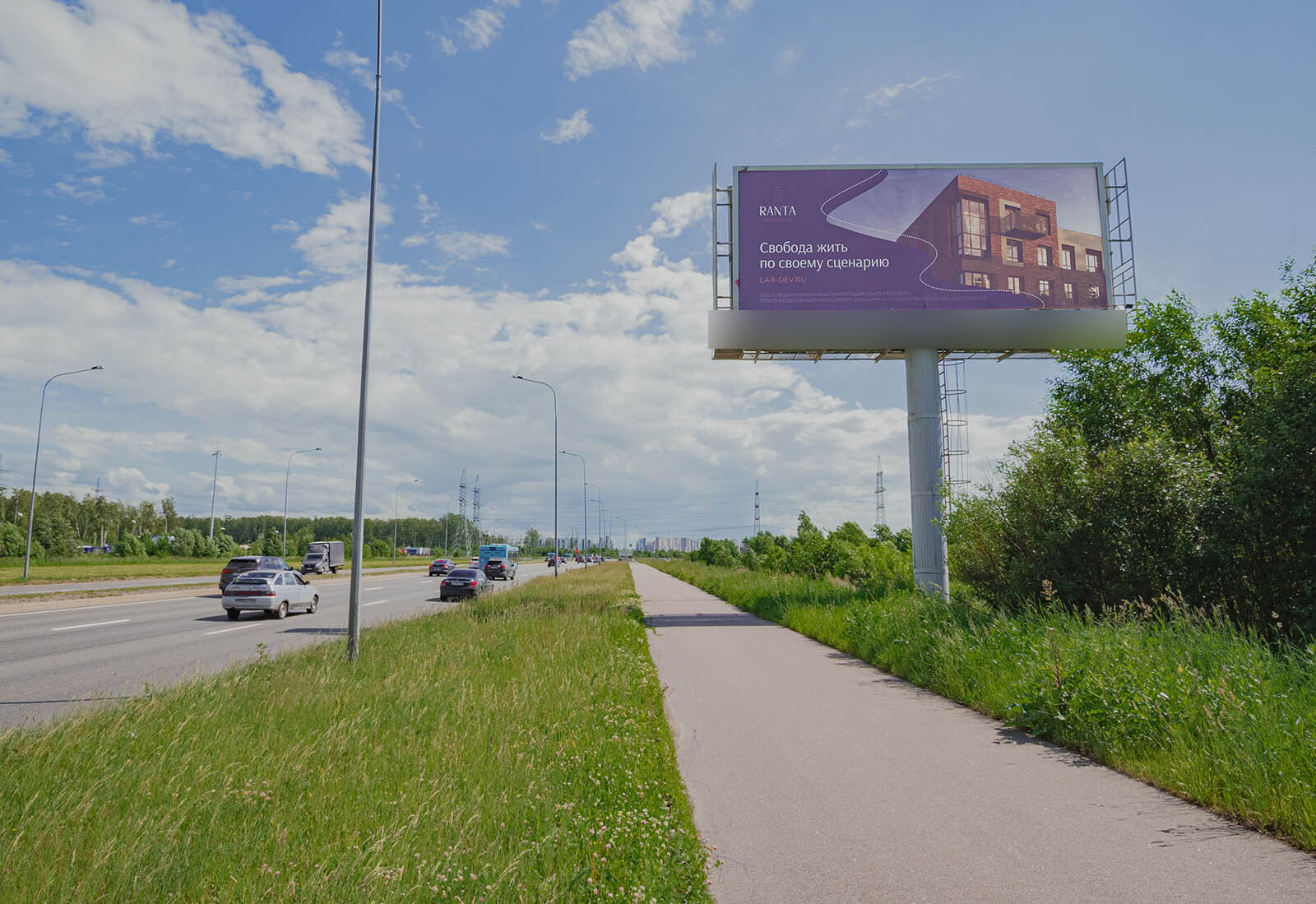 Фотография рекламного носителя, тип: Суперсайт 5x12, адрес: Комендантский пр-т., д.140, лит.А, Санкт-Петербург, Россия. Сторона А №639123