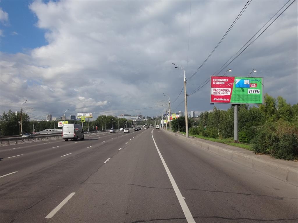 Фотография рекламного носителя, тип: Билборд 3x6, адрес: Октябрьский мост, 140 м до остановки, Красноярск, Красноярский край, Россия. Сторона A1-A3 №88388