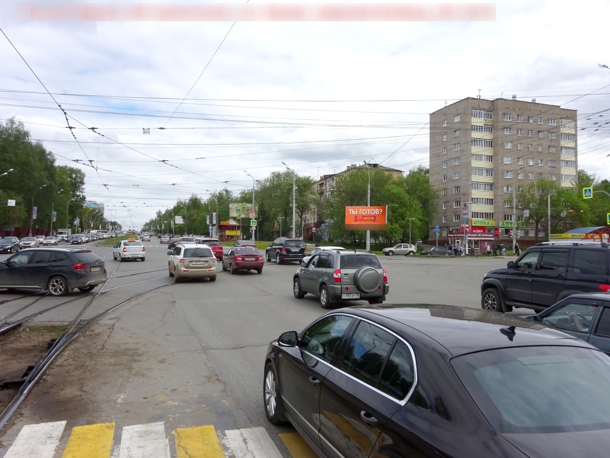 Фотография рекламного носителя, тип: Билборд 3x6, адрес: Карла Маркса ул., д.302 Х Кирова ул., Ижевск, Республика Удмуртия, Россия. Сторона А1-А10 №666174