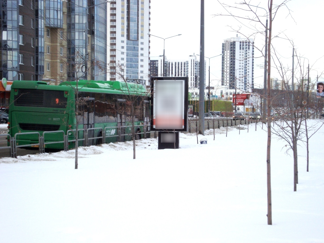 Фотография рекламного носителя, тип: Ситиформат 1.8x1.2, адрес: Татищева ул., напротив д.268, Челябинск, Челябинская область, Россия. Сторона А №1332498