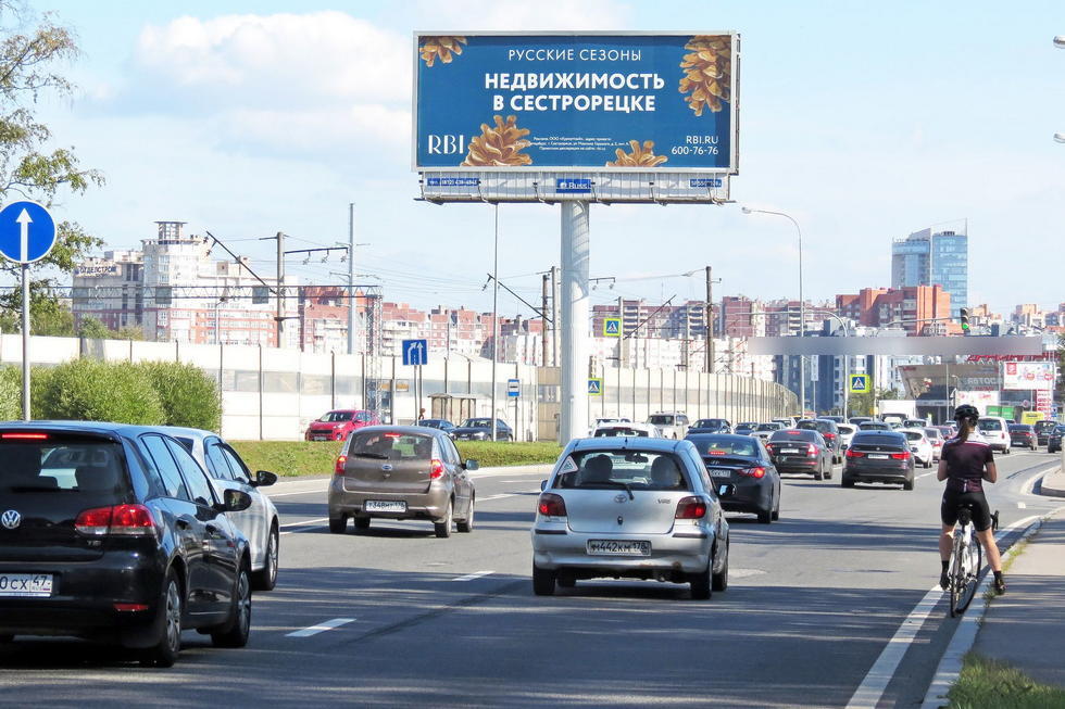 Фотография рекламного носителя, тип: Суперсайт 5x12, адрес: Приморское ш. Х Лахтинский пр-т., д.10, Санкт-Петербург, Россия. Сторона А1 №126992