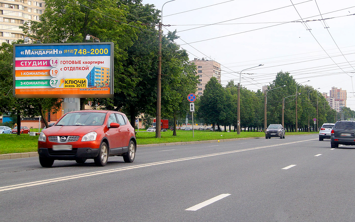 Фотография рекламного носителя, тип: Билборд 3x6, адрес: Космонавтов пр-т., д.50, корп.1, Санкт-Петербург, Россия. Сторона B №172876