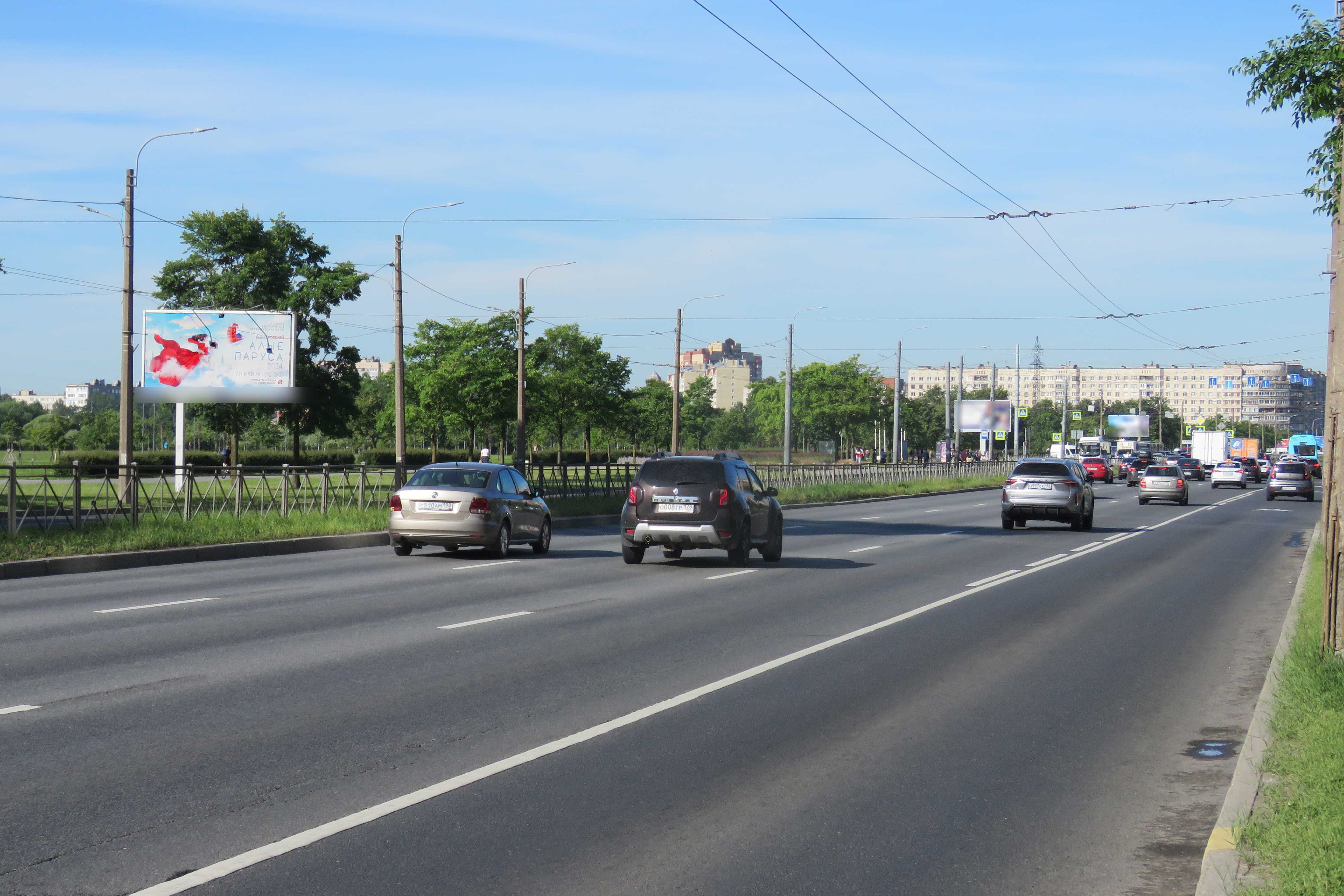 Фотография рекламного носителя, тип: Билборд 3x6, адрес: Славы пр-т., д.50, Санкт-Петербург, Россия. Сторона Б1 №703302