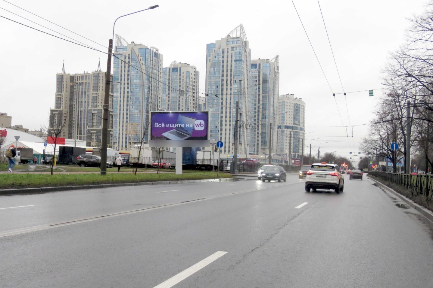 Фотография рекламного носителя, тип: Билборд 3x6, адрес: Космонавтов пр-т., д.47 Х Типанова ул., Санкт-Петербург, Россия. Сторона Б1 №207576