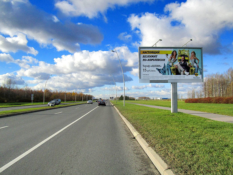 Фотография рекламного носителя, тип: Билборд 3x6, адрес: Пулковское ш., дорога в Пулково-1, 500м от ш., Санкт-Петербург, Россия. Сторона А №165293