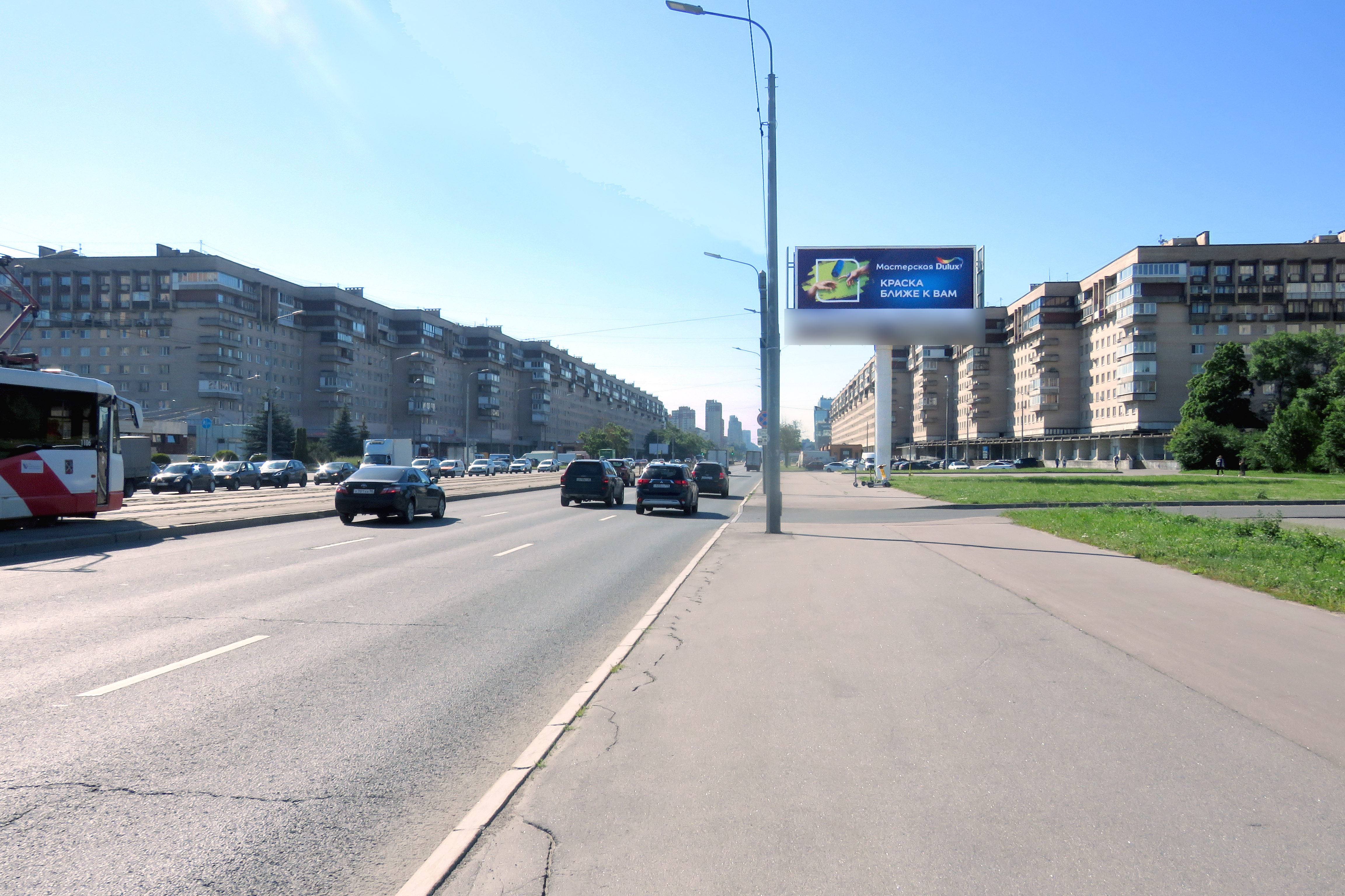 Фотография рекламного носителя, тип: Суперсайт 5x12, адрес: Бухарестская ул., д.23, корп.4 X Фучика ул., Санкт-Петербург, Россия. Сторона А №707048