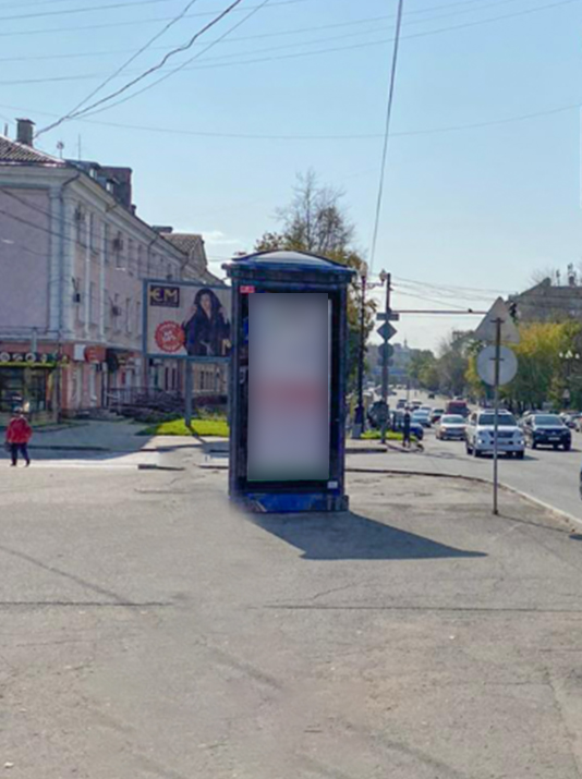 Фотография рекламного носителя, тип: Пиллар 3x1.4, адрес: Блюхера пл., поз.1, Хабаровск, Хабаровский край, Россия. Сторона 1 №1395837