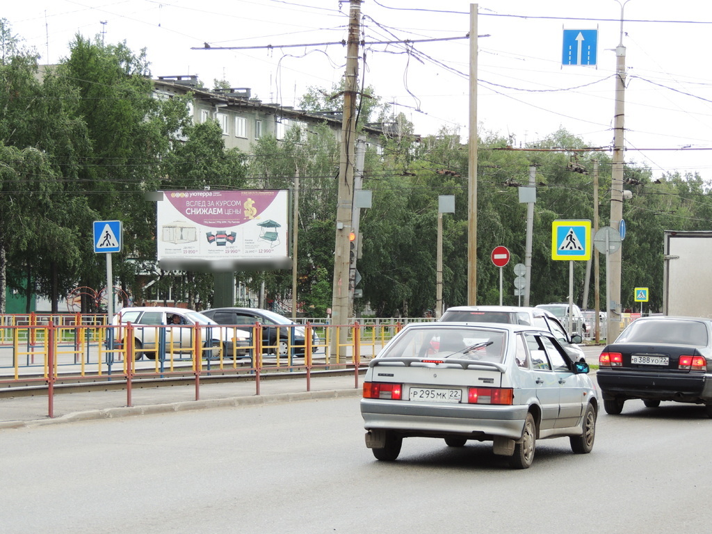 Фотография рекламного носителя, тип: Билборд 3x6, адрес: Попова ул., д.43А, Барнаул, Алтайский край, Россия. Сторона Б1 №88039