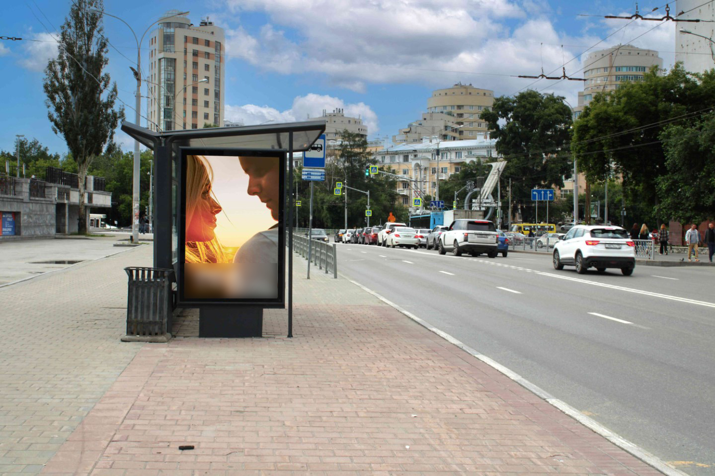 Фотография рекламного носителя, тип: Остановка 1.8x1.2, адрес: Карла Либкнехта ул., д.48/1, Екатеринбург, Свердловская область, Россия. Сторона Б №1329544