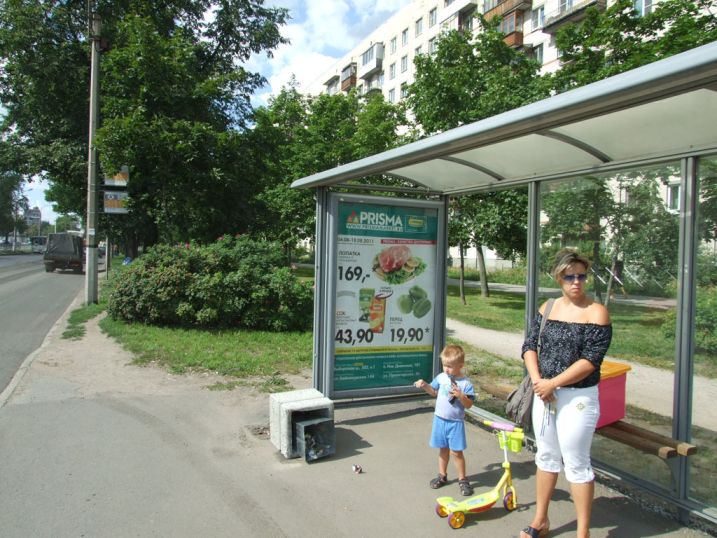 Фотография рекламного носителя, тип: Остановка 1.8x1.2, адрес: Колпино, Пролетарская ул., д.11, Санкт-Петербург, Россия. Сторона А №129964