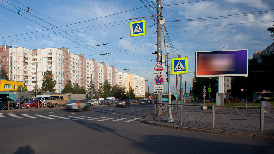 Фотография рекламного носителя, тип: Билборд 3x6, адрес: Большевиков пр-т., д.29 Х Крыленко ул., Санкт-Петербург, Россия. Сторона A1-A10 №170687
