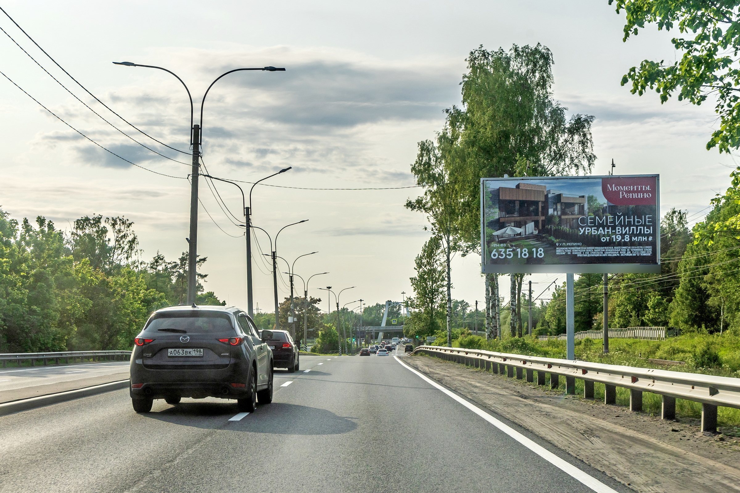 Фотография рекламного носителя, тип: Билборд 3x6, адрес: Приморское ш. Х Ленинградское ш., д.11, Санкт-Петербург, Россия. Сторона А №687337