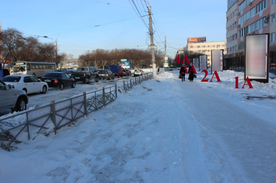 Фотография рекламного носителя, тип: Пиллар 3x1.4, адрес: Ленина пр-т., д.9, поз.4, Комсомольск-на-Амуре, Хабаровский край, Россия. Сторона 4А №1370196
