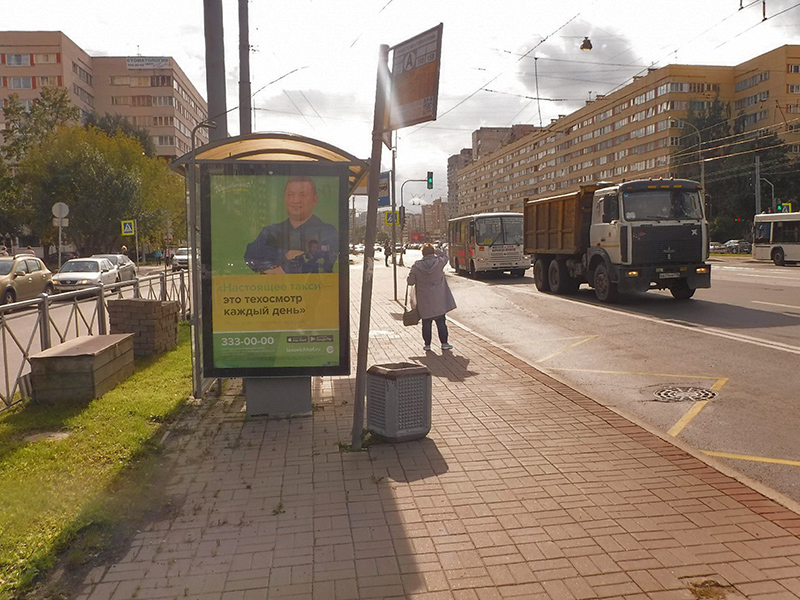 Фотография рекламного носителя, тип: Остановка 1.8x1.2, адрес: Наличная ул., д.51, Санкт-Петербург, Россия. Сторона В №164264