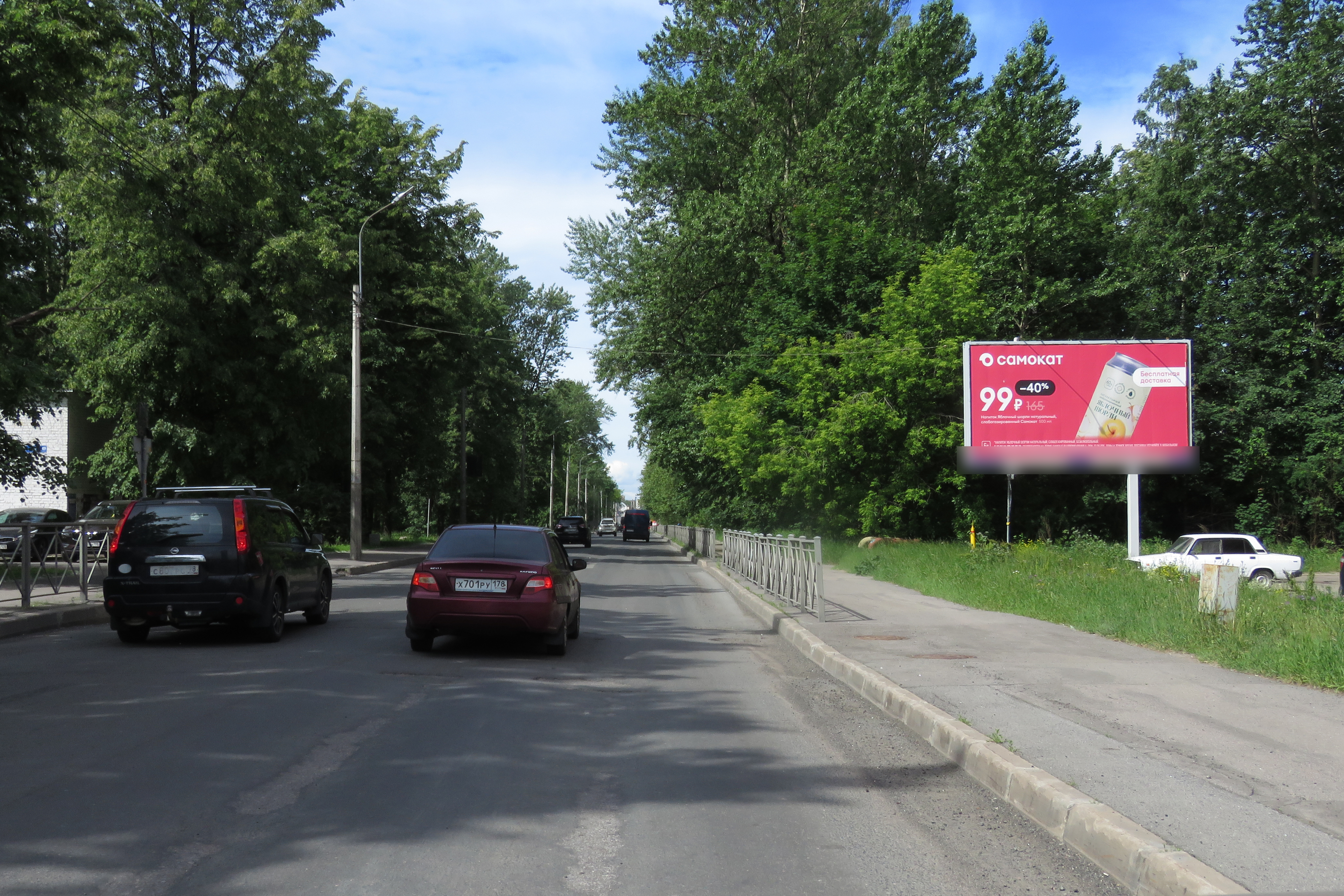 Фотография рекламного носителя, тип: Билборд 3x6, адрес: Цимбалина ул. Х Седова ул., д.47, Санкт-Петербург, Россия. Сторона А №121307