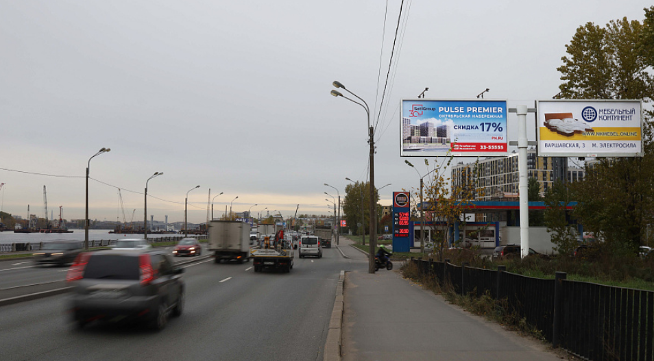 Фотография рекламного носителя, тип: Билборд 3x6, адрес: Октябрьская наб., д.38, корп.3, Санкт-Петербург, Россия. Сторона A1 №171581