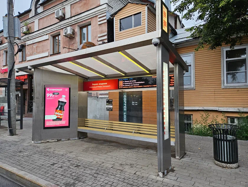 Фотография рекламного носителя, тип: Остановка, адрес: Минина ул., ост. Академия водного транспорта, поз.1, Нижний Новгород, Нижегородская область, Россия. Сторона A1-А10 №872218