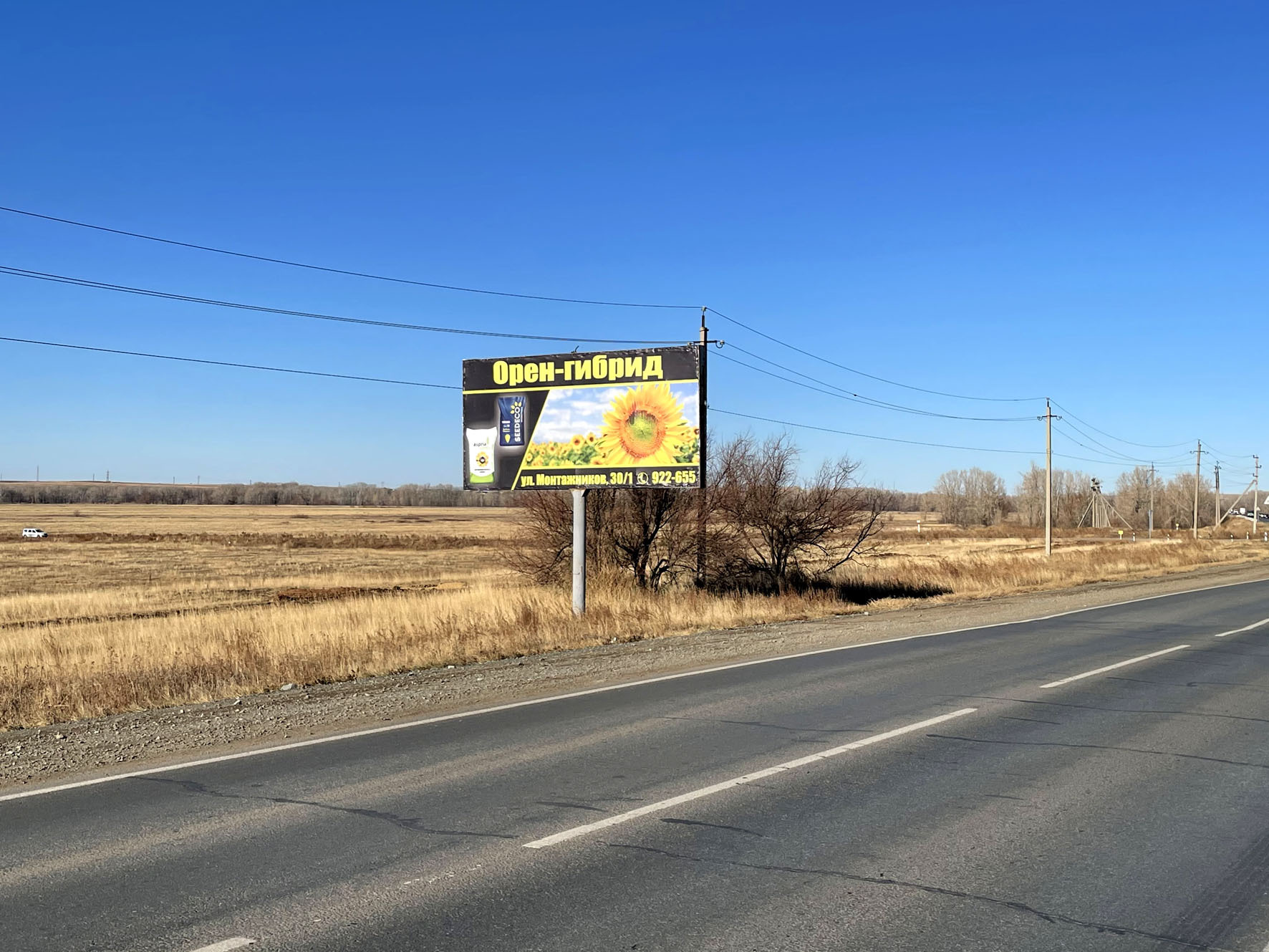Фотография рекламного носителя, тип: Билборд 3x6, адрес: Татарская Каргала с., Шарлыкское ш., в р-не Птицефабрики, Оренбург, Оренбургская область, Россия. Сторона Б №957764