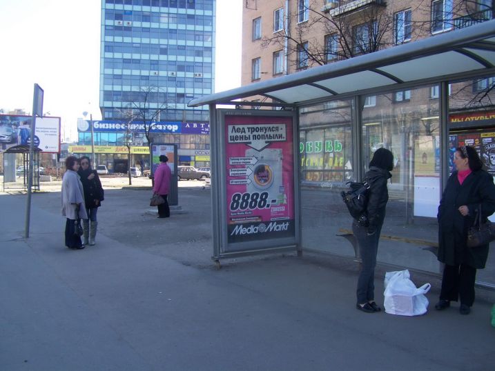 Фотография рекламного носителя, тип: Остановка 1.8x1.2, адрес: Седова ул., д.35, Санкт-Петербург, Россия. Сторона А №130478