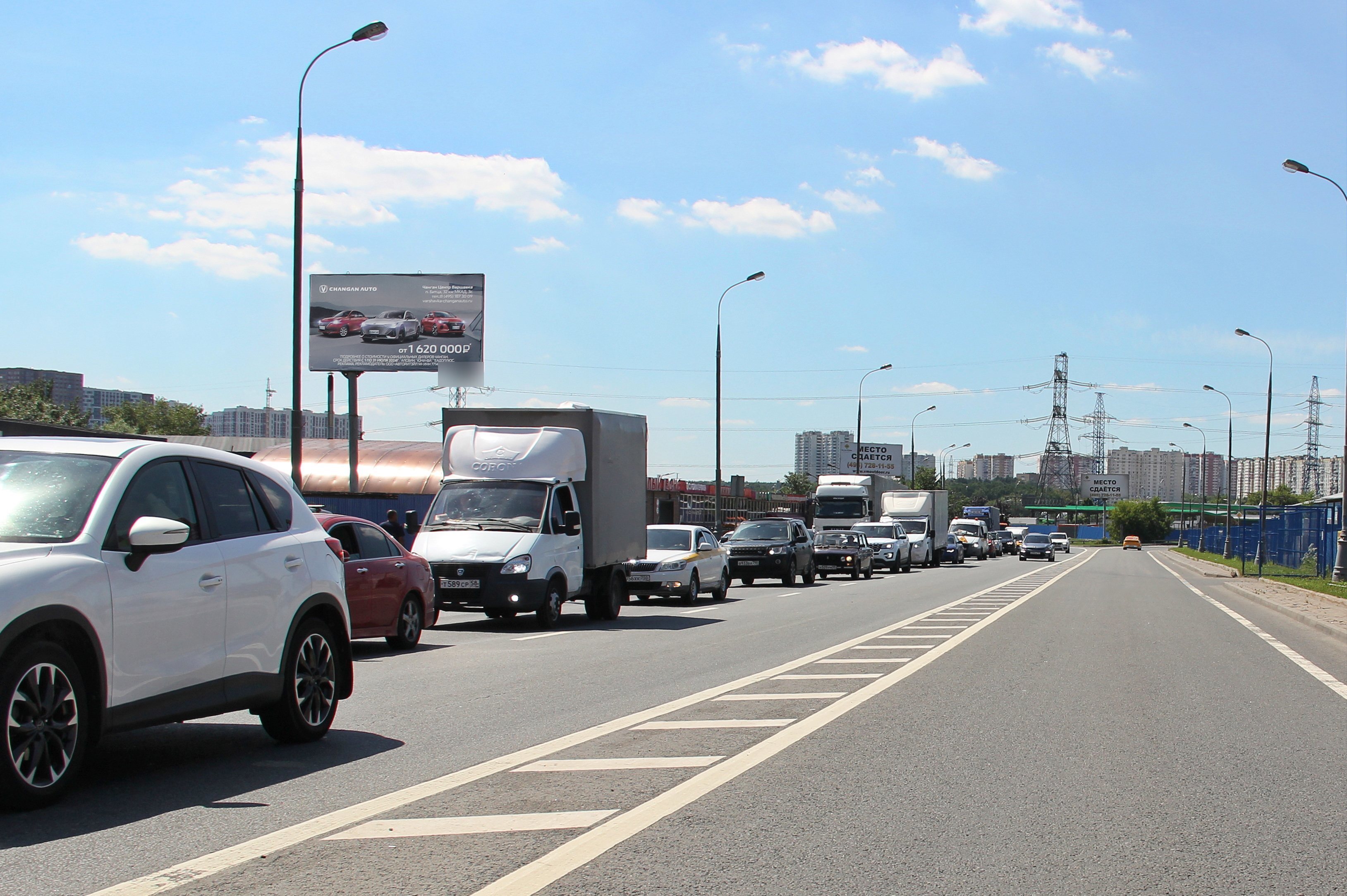 Фотография рекламного носителя, тип: Билборд 3x6, адрес: Симферопольское ш., съезд, 400м до выезда на МКАД, Видное, Московская область, Россия. Сторона Б №843103