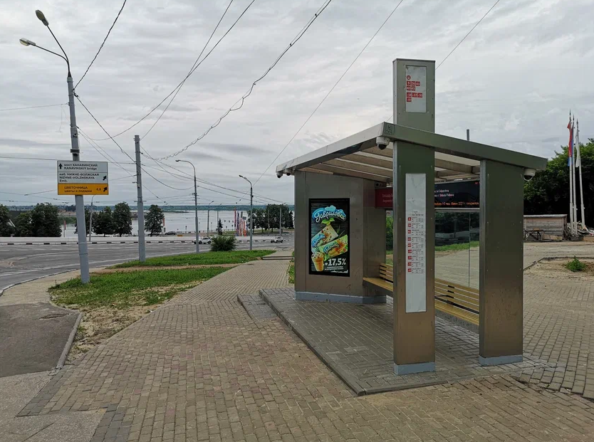 Фотография рекламного носителя, тип: Остановка, адрес: Похвалинский съезд, ост. Благовещенская пл., Нижний Новгород, Нижегородская область, Россия. Сторона A1-А10 №872297