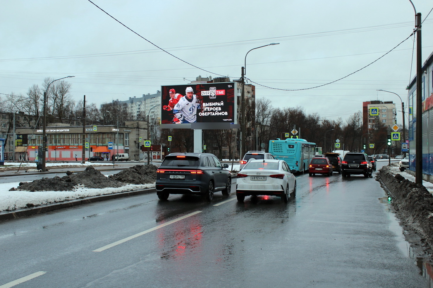 Фотография рекламного носителя, тип: Билборд 3x6, адрес: Большевиков пр-т., д.73, корп.1 Х Дальневосточный пр-т., Санкт-Петербург, Россия. Сторона А1 №118537