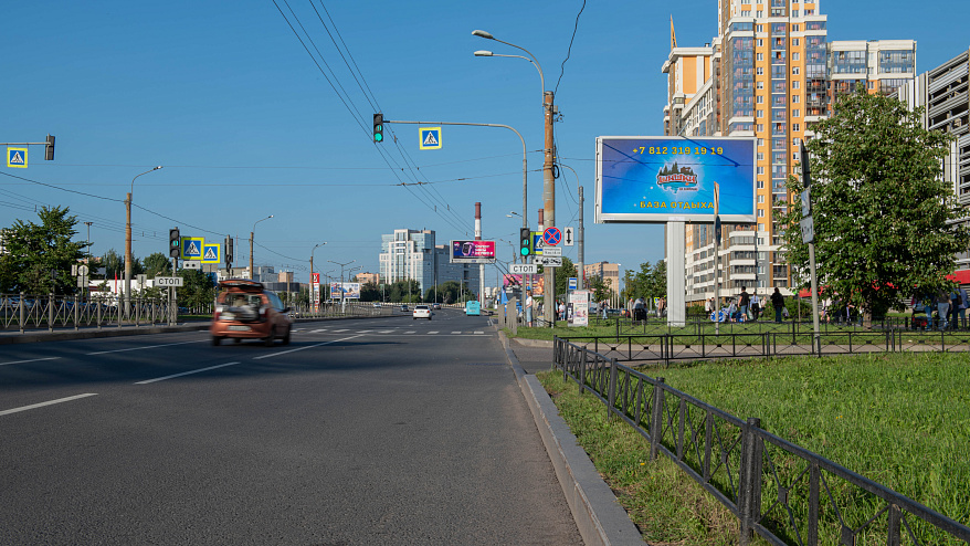 Фотография рекламного носителя, тип: Билборд 3x6, адрес: Кушелевская дор., д.5, корп.1, Санкт-Петербург, Россия. Сторона A1-А10 №170880