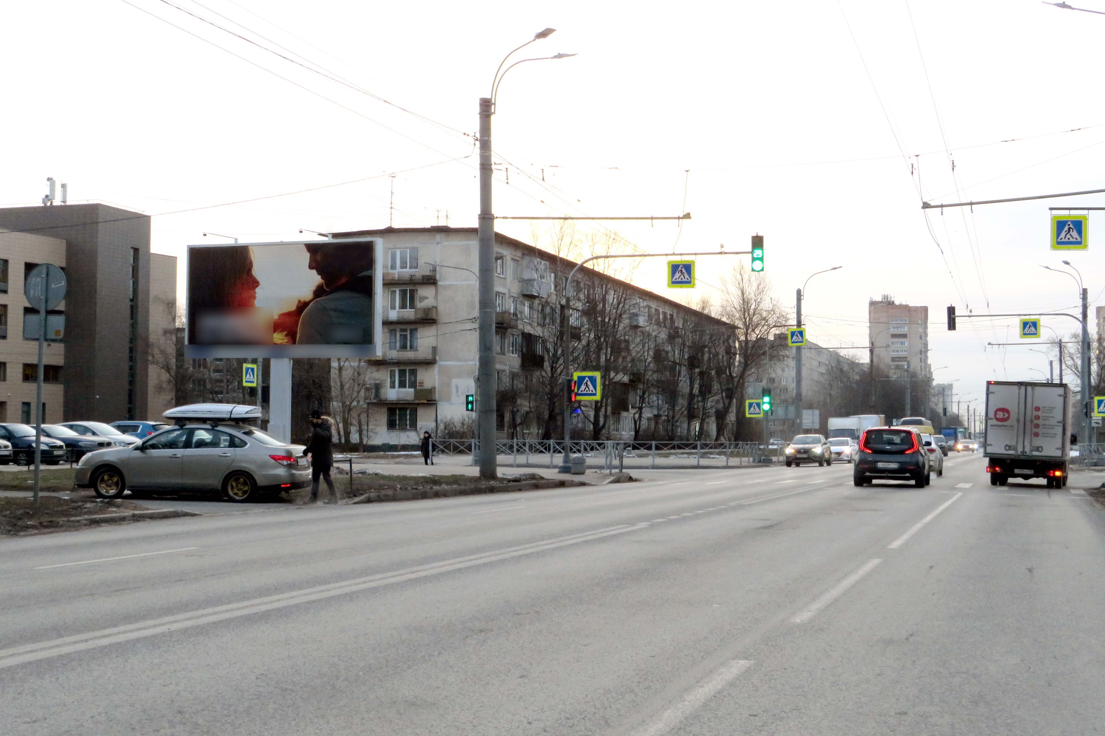 Фотография рекламного носителя, тип: Билборд 3x6, адрес: Будапештская ул., д.50 Х Альпийский пер., д.26, Санкт-Петербург, Россия. Сторона Б №118558