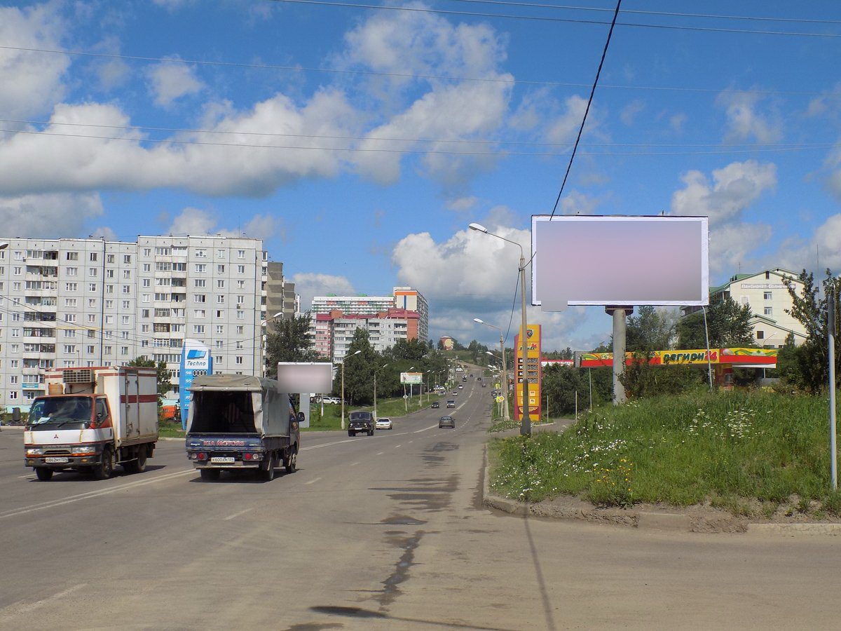 Фотография рекламного носителя, тип: Билборд 3x6, адрес: Солнечный пр-т. Х Славы ул., д.2а, Красноярск, Красноярский край, Россия. Сторона А №848151