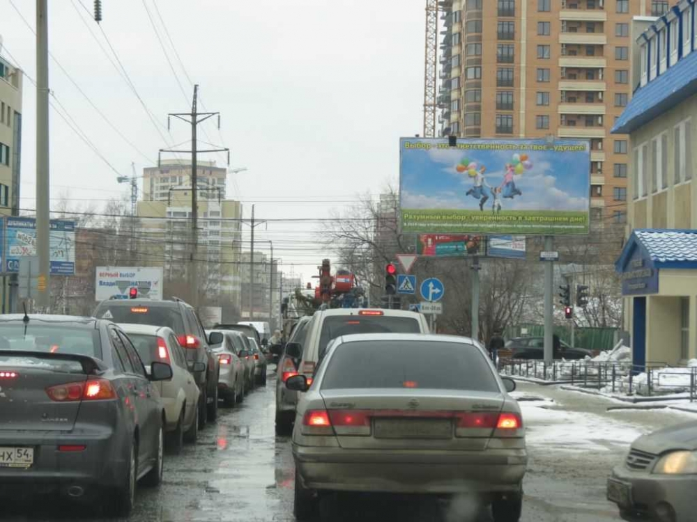 Фотография рекламного носителя, тип: Билборд 3x6, адрес: Семьи Шамшиных ул., д.59 Х Фрунзе ул., Новосибирск, Новосибирская область, Россия. Сторона A №184481