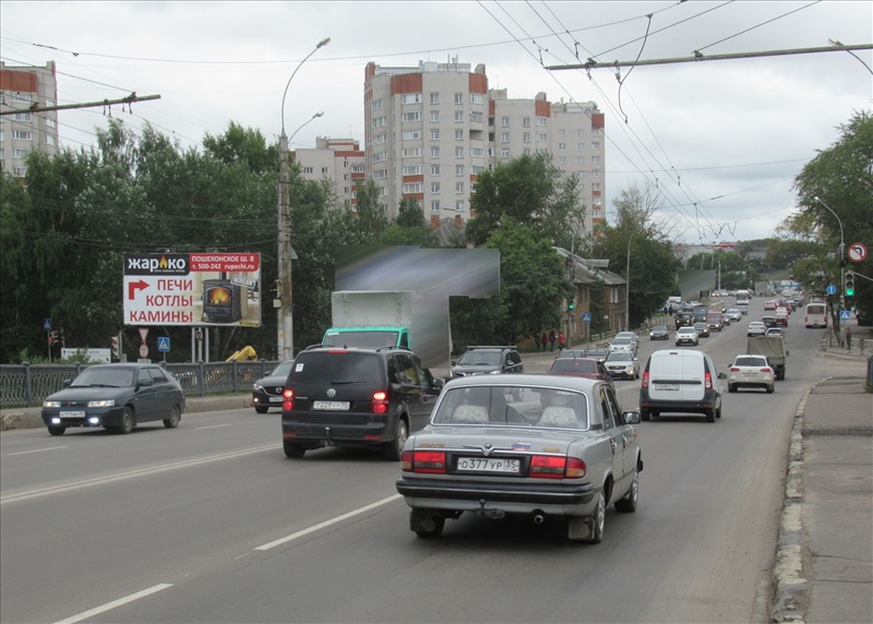 Фотография рекламного носителя, тип: Билборд 3x6, адрес: Пошехонский мост, въезд на мост, Вологда, Вологодская область, Россия. Сторона Б №110884