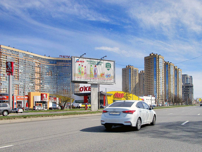 Фотография рекламного носителя, тип: Билборд 3x6, адрес: Выборгское ш., д.128, Санкт-Петербург, Россия. Сторона A21-А23 №168805