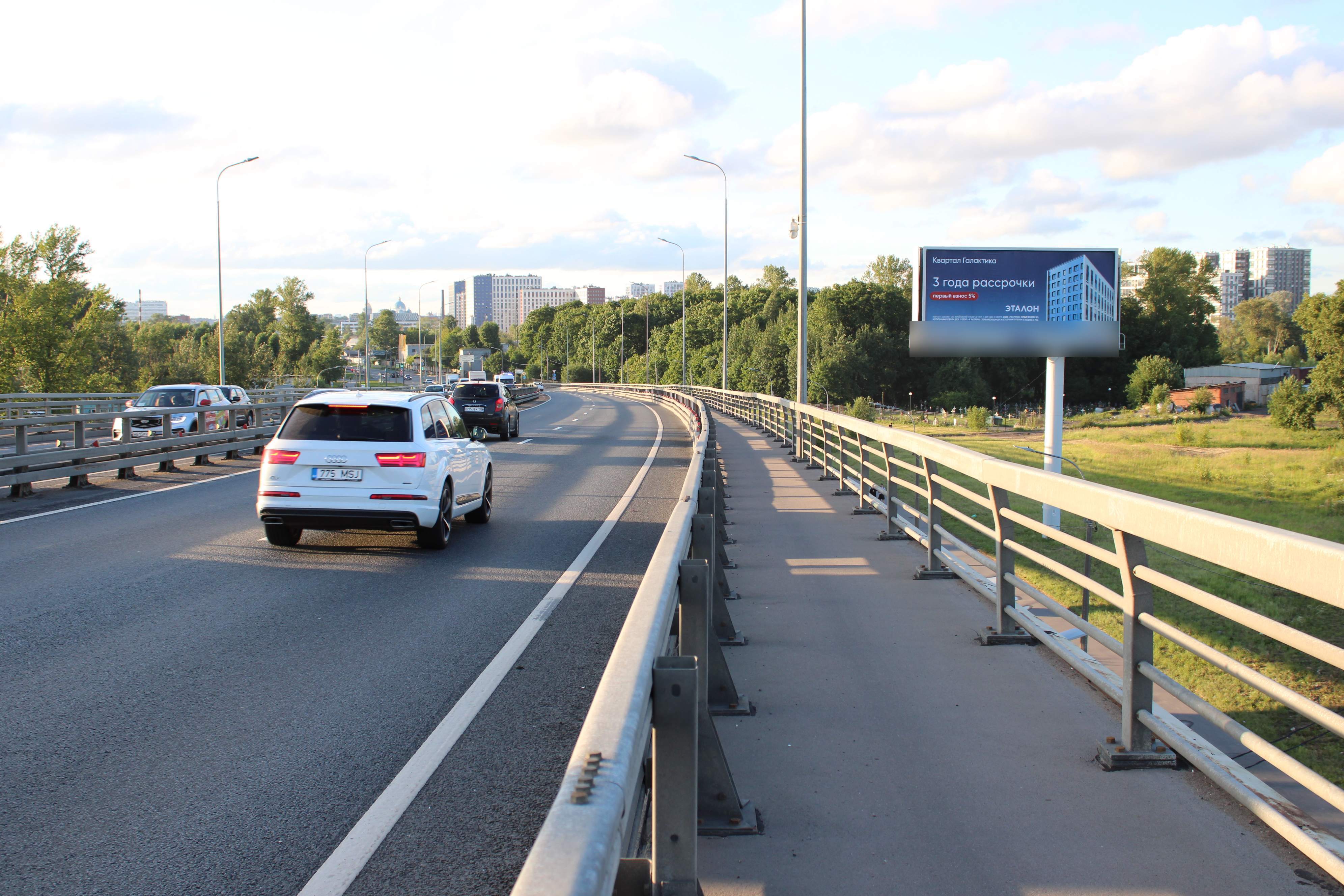 Фотография рекламного носителя, тип: Суперсайт 5x12, адрес: Митрофаньевское ш. Х Рощинская ул., Санкт-Петербург, Россия. Сторона А №1088581