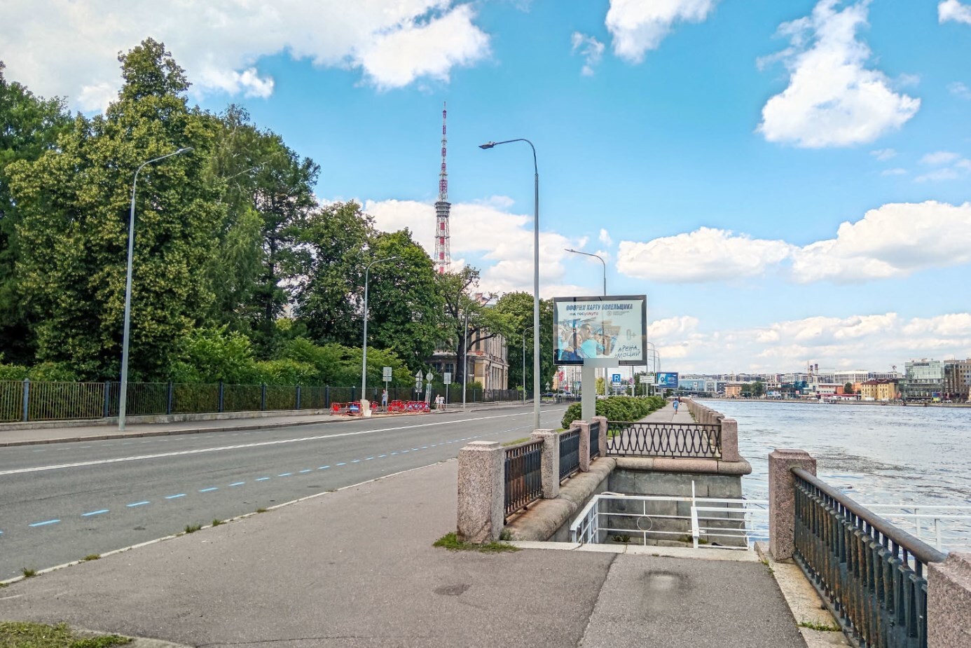 Фотография рекламного носителя, тип: Ситиборд 2.7x3.7, адрес: Аптекарская наб., Ботанический сад, Санкт-Петербург, Россия. Сторона А1 №767902