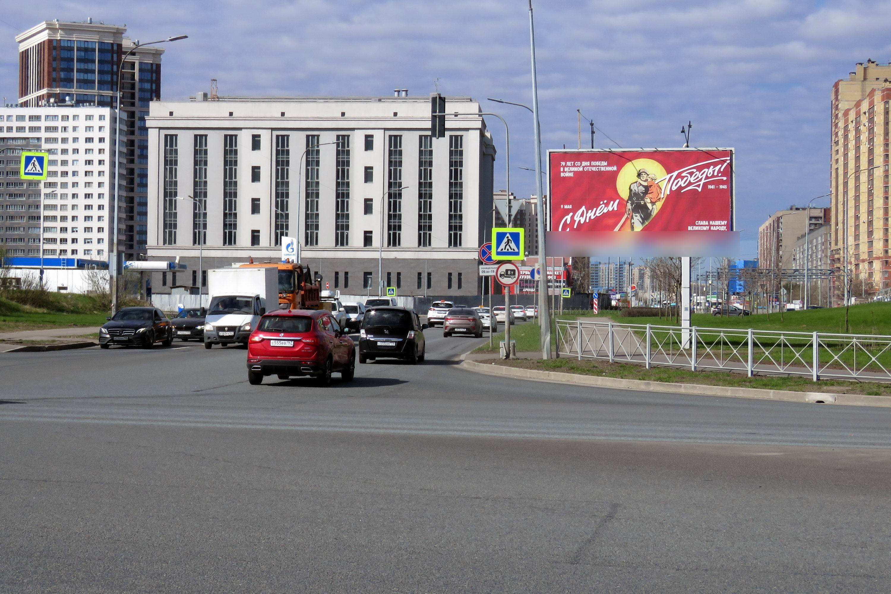 Фотография рекламного носителя, тип: Билборд 3x6, адрес: Дунайский пр-т., д.29, корп.2 Х Витебский пр-т., Санкт-Петербург, Россия. Сторона А №118646