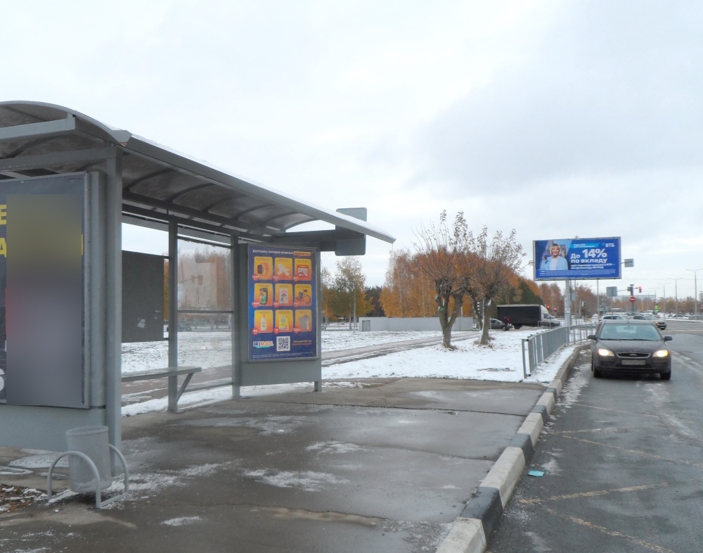 Фотография рекламного носителя, тип: Остановка, адрес: Автозаводский пр-т., ост. «Дирекция КАМАЗа», Набережные Челны, Республика Татарстан, Россия. Сторона AW №1401951