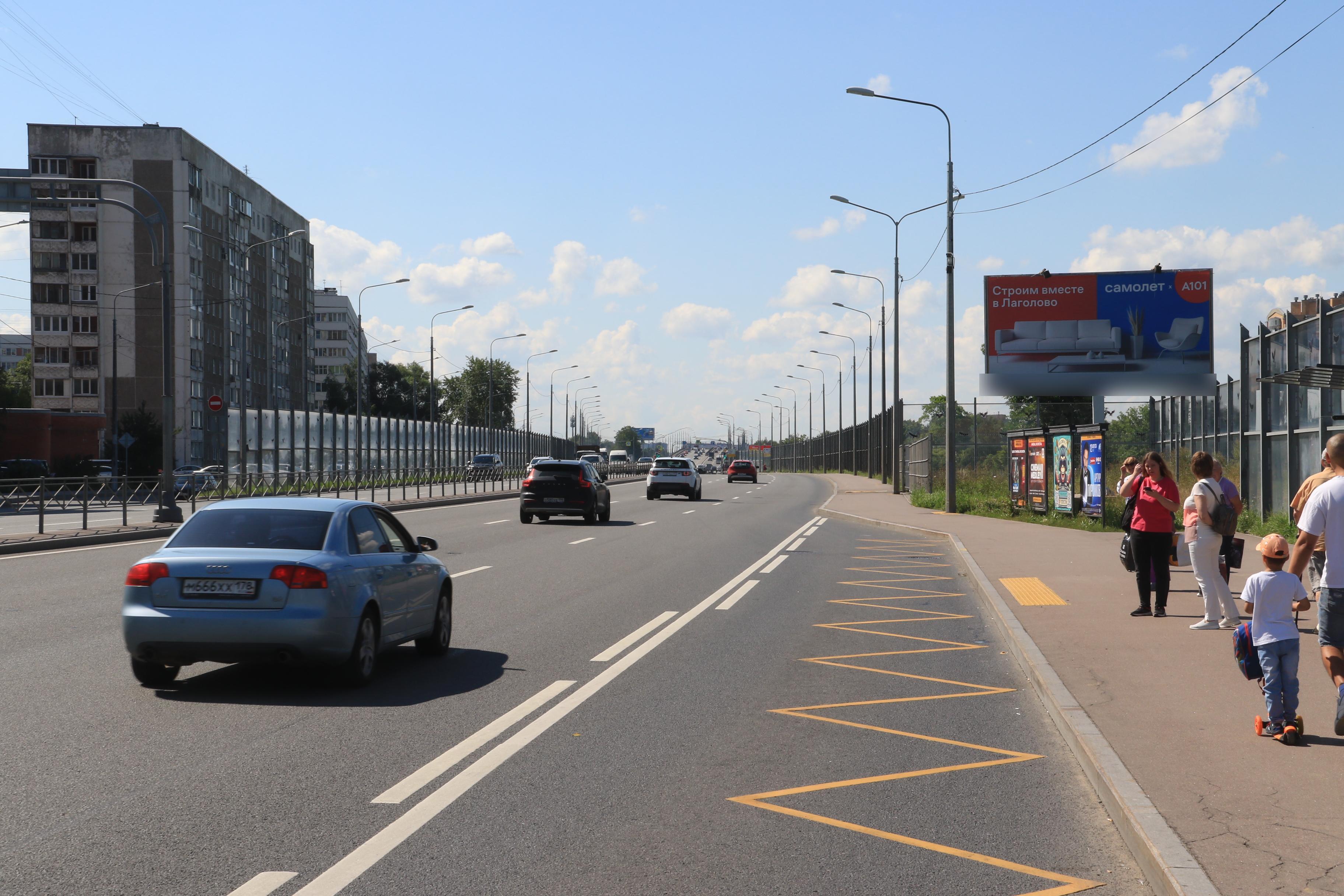 Фотография рекламного носителя, тип: Билборд 3x6, адрес: Маршала Жукова пр-т., д.70, корп.1, Санкт-Петербург, Россия. Сторона А1 №708262