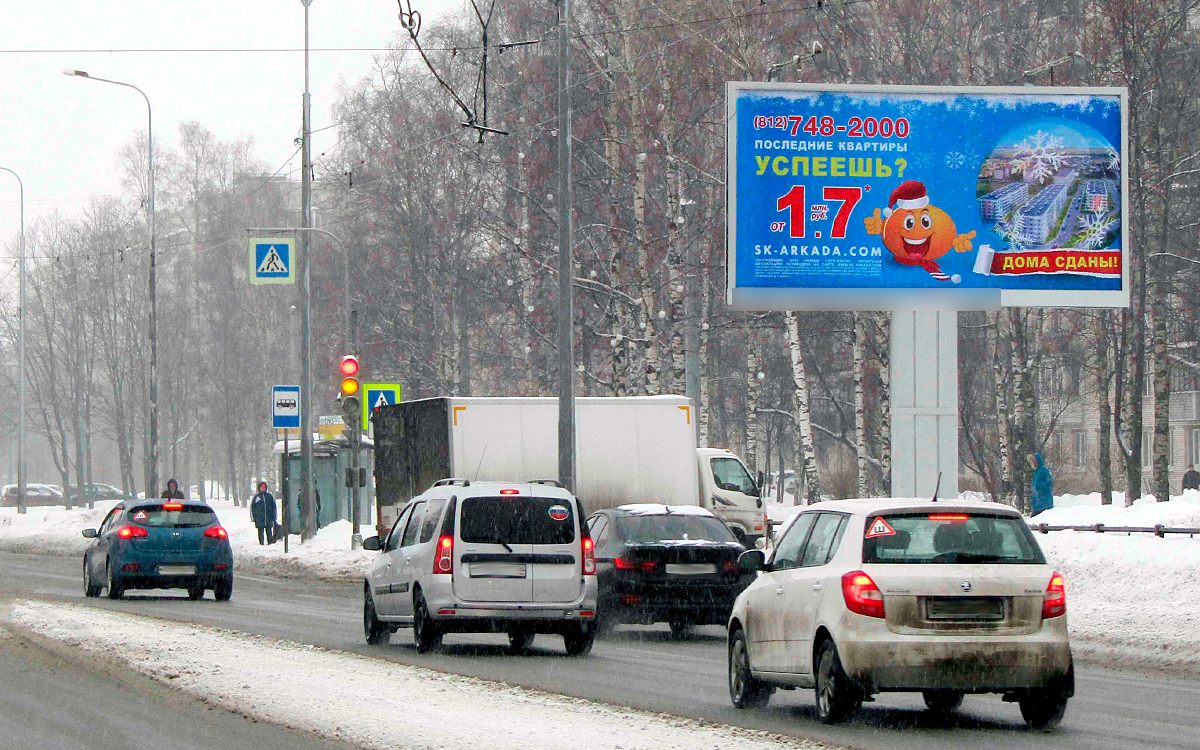 Фотография рекламного носителя, тип: Билборд 3x6, адрес: П. Германа ул., д.14 Х Отважных ул., Санкт-Петербург, Россия. Сторона A №171596
