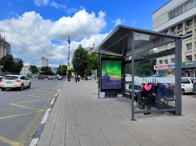 Фотография рекламного носителя, тип: Остановка 1.8x1.2, адрес: 8-го Марта ул., д.13, поз.2, Екатеринбург, Свердловская область, Россия. Сторона А1 №141190