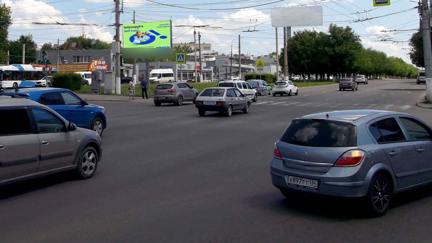 Фотография рекламного носителя, тип: Билборд 3x6, адрес: Маршала Жукова ул. Х Хорошева ул., автоцентры "Ford" и "Mitsubishi", Волгоград, Волгоградская область, Россия. Сторона А1 №337865