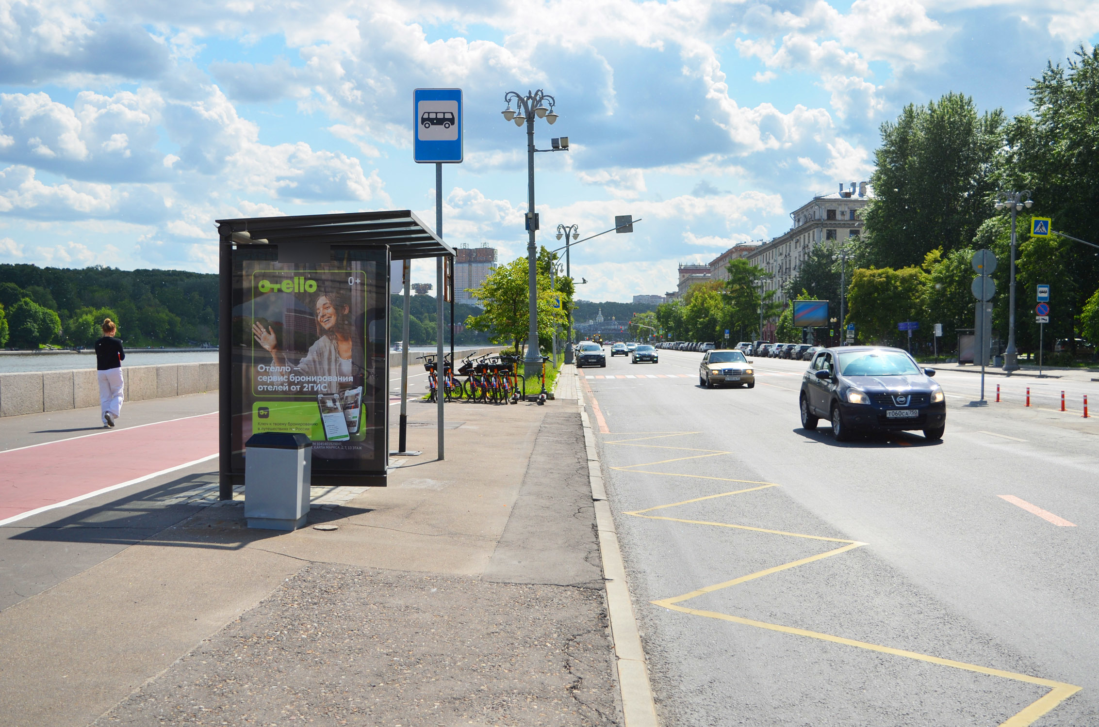 Фотография рекламного носителя, тип: Остановка 1.8x1.2, адрес: Фрунзенская наб., Москва, Россия. Сторона Б №335221