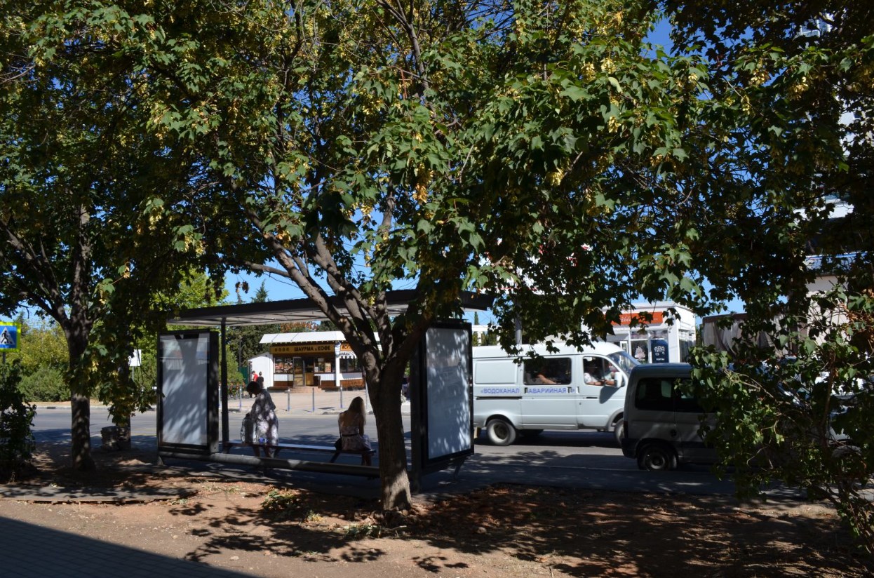 Фотография рекламного носителя, тип: Остановка 1.8x1.2, адрес: Фадеева ул., ост. Улица Парковая, Севастополь, Россия. Сторона Б6 №869598