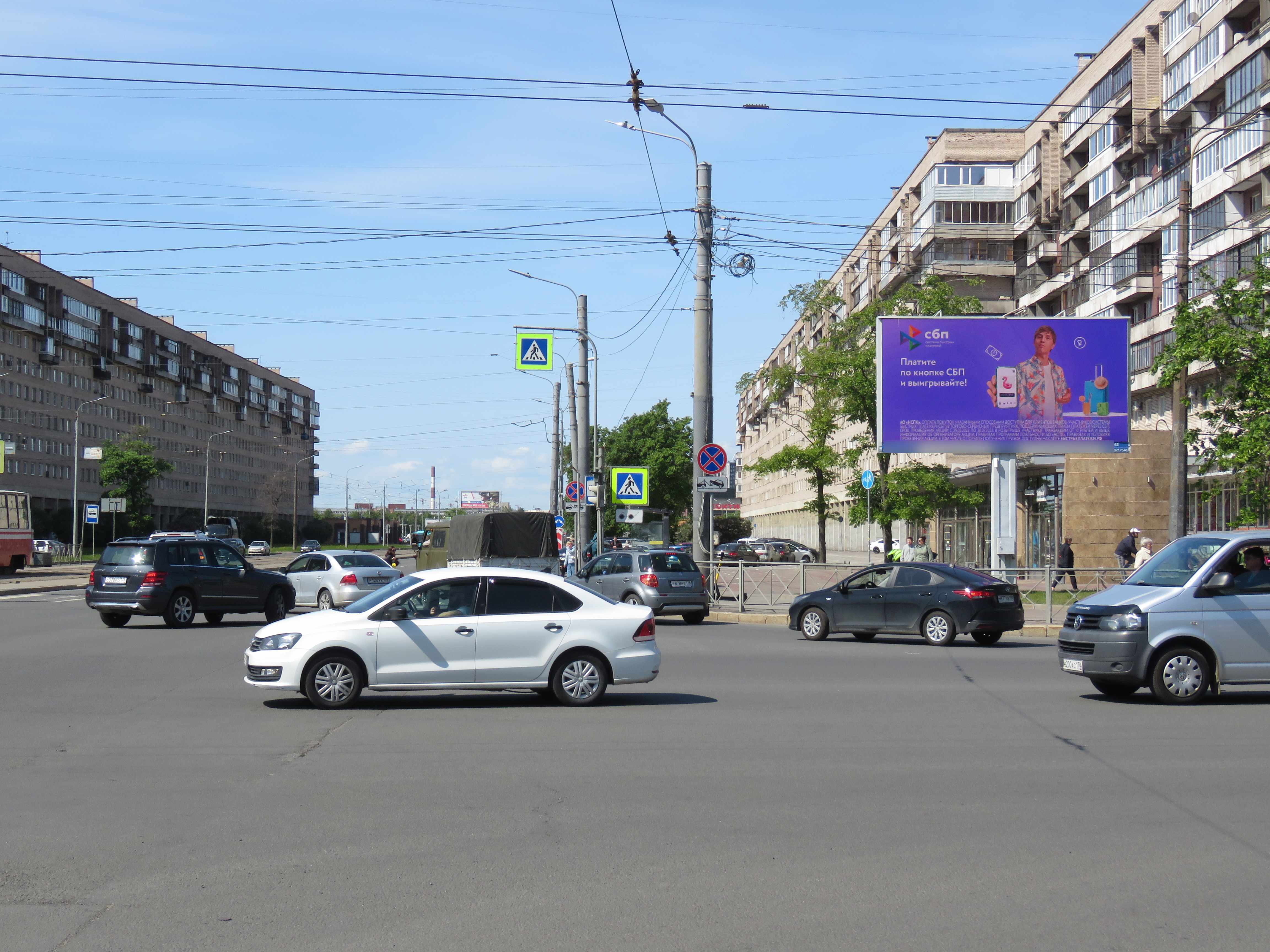 Фотография рекламного носителя, тип: Билборд 3x6, адрес: Бухарестская ул., д.72, корп.1 Х Белы Куна ул., Санкт-Петербург, Россия. Сторона А1 №118583