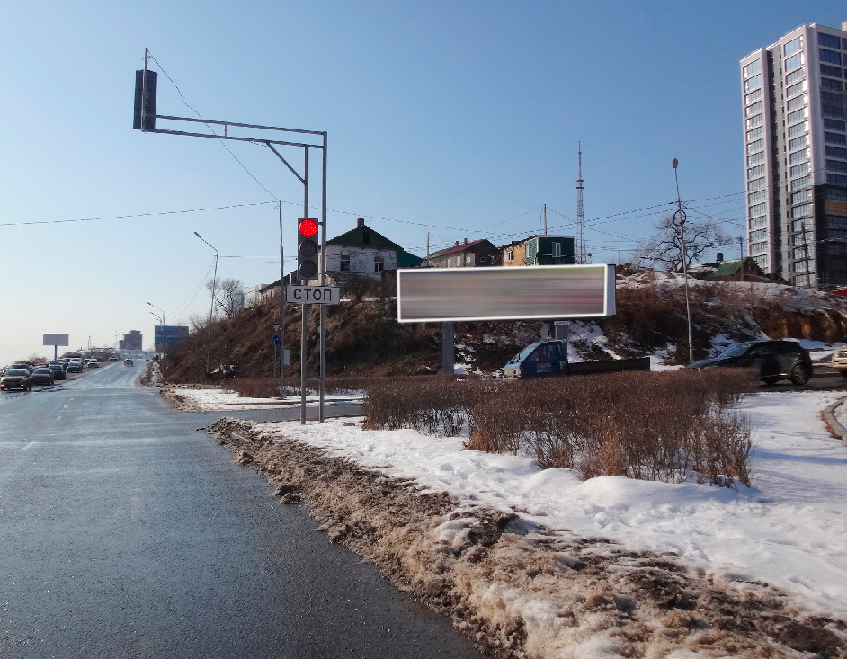 Фотография рекламного носителя, тип: Суперсайт 3x12, адрес: Всеволода Сибирцева ул. Х Ломоносова ул., Владивосток, Приморский край, Россия. Сторона А1 №88882