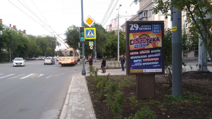 Фотография рекламного носителя, тип: Ситиформат 1.8x1.2, адрес: Свободы ул., д.82 Х Плеханова ул., Челябинск, Челябинская область, Россия. Сторона A №199842