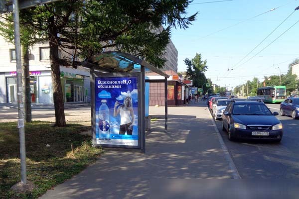 Фотография рекламного носителя, тип: Остановка 1.8x1.2, адрес: Политехническая ул. Х Тореза пр-т., д.9, Санкт-Петербург, Россия. Сторона Б №140438