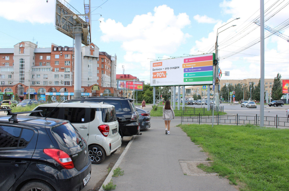 Фотография рекламного носителя, тип: Суперсайт 4x12, адрес: Масленникова ул. Х Маршала Жукова ул., поз.1, Омск, Омская область, Россия. Сторона Б №602832