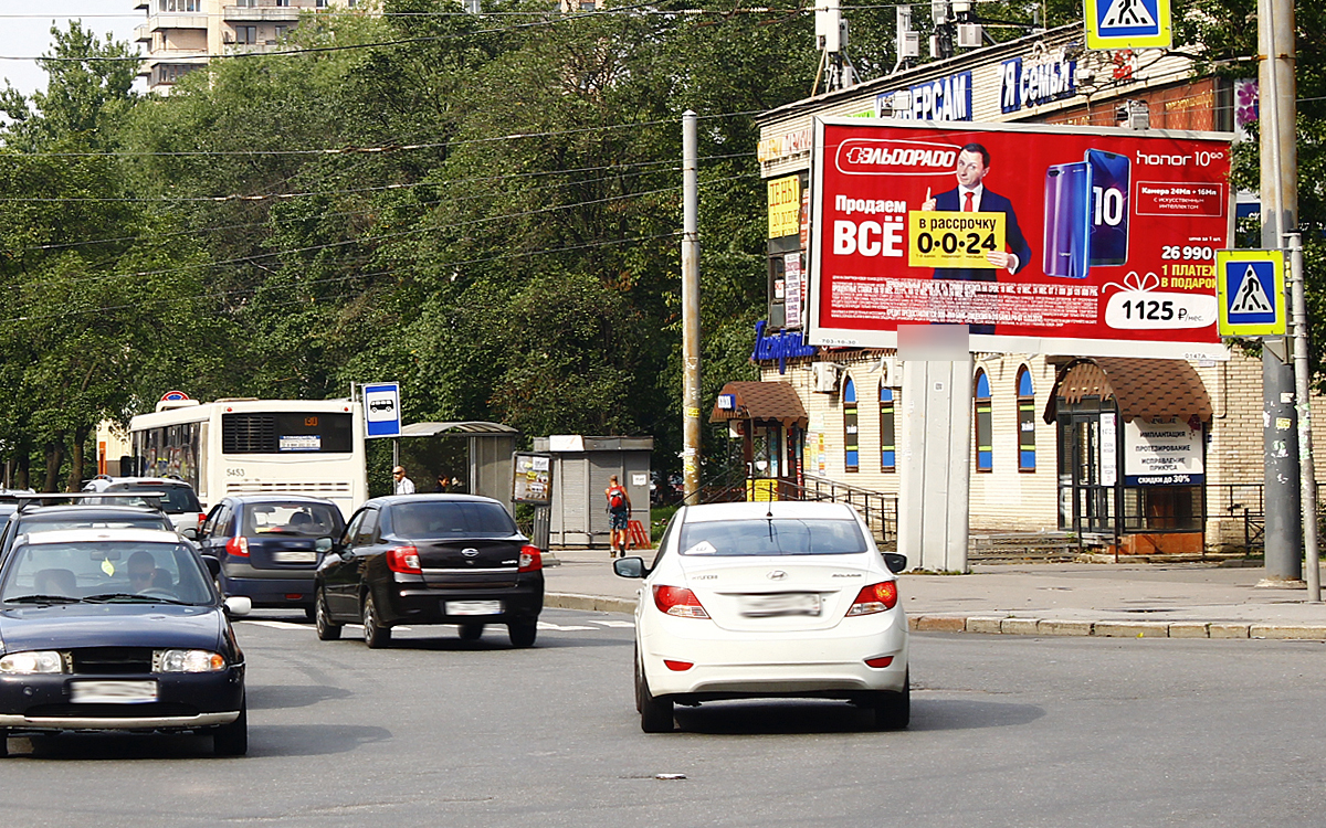 Фотография рекламного носителя, тип: Билборд 3x6, адрес: Зины Портновой пр-т., д.60 Х Подводника Кузьмина ул., Санкт-Петербург, Россия. Сторона A1-A10 №170983